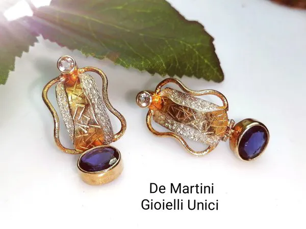 ORECCHINI ARGENTO PLACATO ORO E JOLITI NATURALI