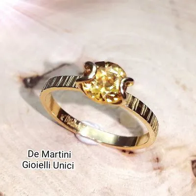 Anello oro giallo 750 Citrino Madera 
